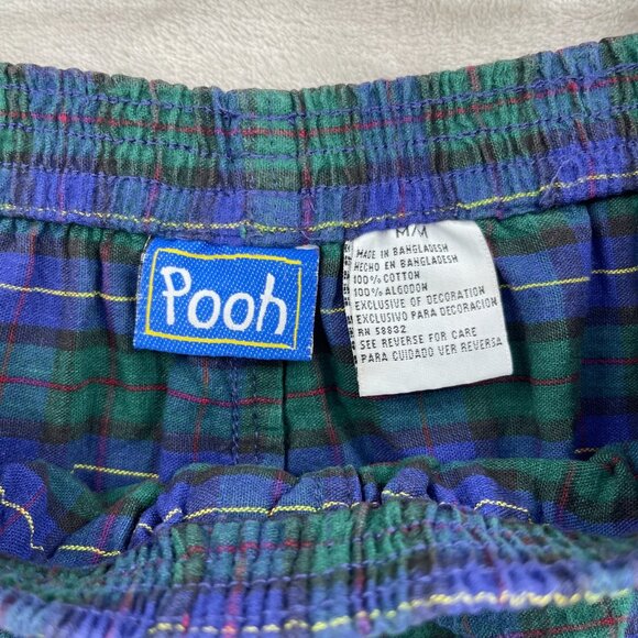Vintage Pooh Disney Tigger Embroidered Plaid Flannel Sleep Shorts - Picture 6 of 11